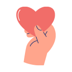 Ilustração de uma mão a agarrar um coração