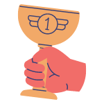 Ilustração de uma mão a agarrar um troféu
